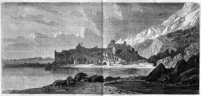 Monaco városának kilátása 1860-ban. Metszet az 1860. április 14-i „” The Illustrous World”” 157. sz. alkotó: French School
