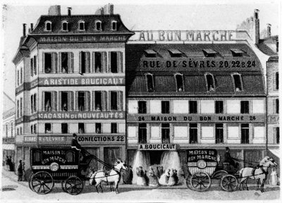 Kilátás a Bon Marché üzletek külsejére, rue de Sèvres, Párizs, 1869 körül alkotó: French School