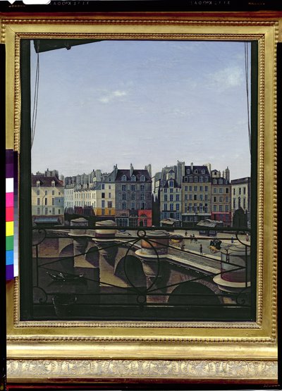 Kilátás a templomhajóra, kirakott kerek ablakokkal alkotó: French School