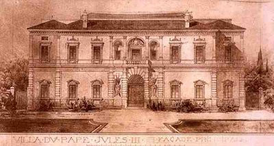 Villa Giulia, Róma, a „Középkori és reneszánsz építészet töredékei” című művéből, Jules Adolphe Chauvet (szül. 1828) metszete (litho) alkotó: French School