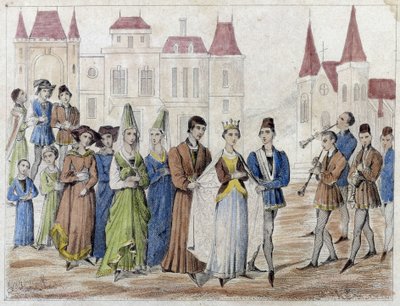 Falusi esküvő V. Károly alatt - Metszet 19. század. alkotó: French School