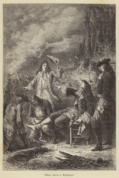 Villars megsebesíti Malplaquet (metszet) alkotó: French School