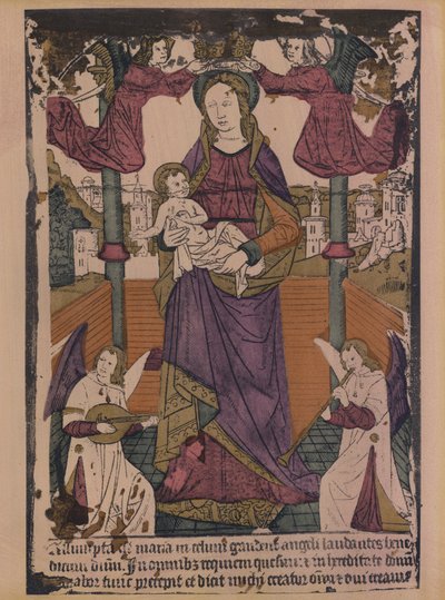 Szűzanya és gyermeke (színes litográfia) alkotó: French School