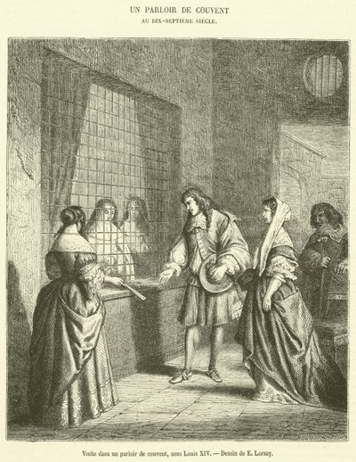 Látogatás egy kolostor szalonjában XIV. Lajos alatt (metszet) alkotó: French School