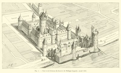 A Louvre madártávlatából Philippe-Auguste, 1362 előtt alkotó: French School