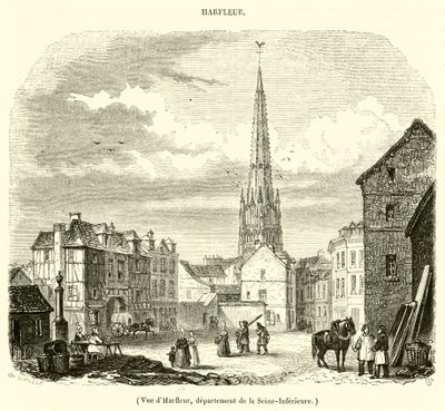 Harfleur kilátása, Seine-Inferieure megye (metszet) alkotó: French School