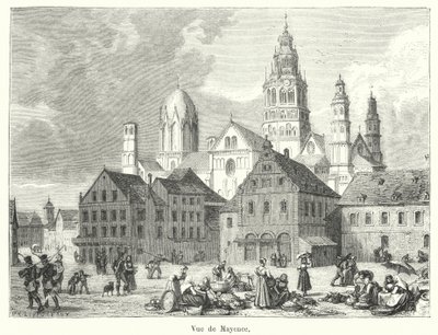 Mainz látképe (metszet) alkotó: French School