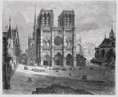 Kilátás a Notre-Dame de Paris-ra - „"Párizs az évszázadokon át" című kötetben, H. Gourdon de Genouillac, szerk. F. Roy, Párizs alkotó: French School