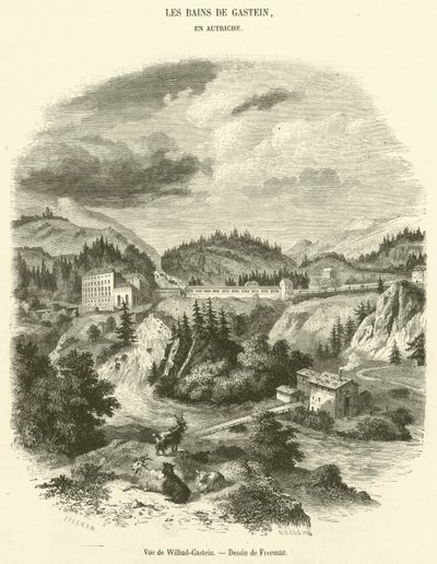Wilbad-Gastein látképe (metszet) alkotó: French School