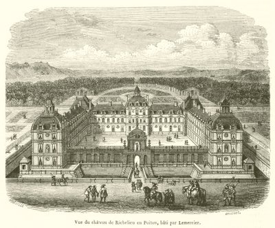 Kilátás a poitoui Chateau de Richelieu-ra, Lemercier építette (metszet) alkotó: French School
