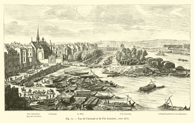 Kilátás az Arsenalra és a Louviers-szigetre, 1670 körül alkotó: French School