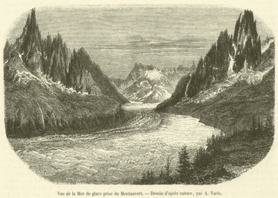 Kilátás a Mer de Glace-re Montanvertből (metszet) alkotó: French School