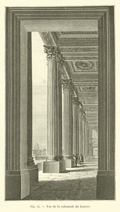 Kilátás a Louvre oszlopcsarnokára alkotó: French School
