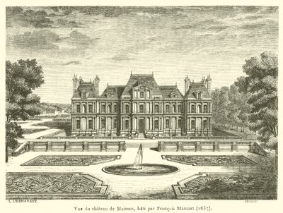 Kilátás a Chateau de Maisons-ra, amelyet Francois Mansart épített alkotó: French School