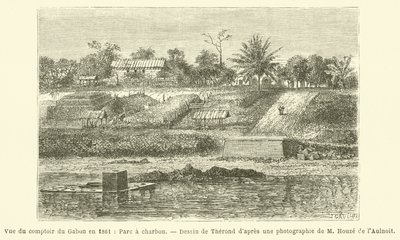 Kilátás a Comptoir du Gabonra 1861-ben, Parc a Charcoal (metszet) alkotó: French School