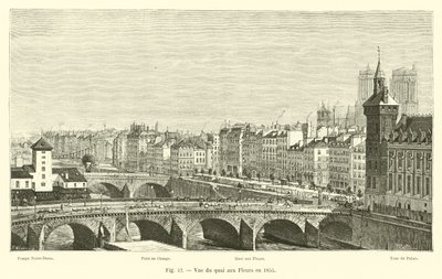 A Quai aux Fleurs kilátása 1855-ben alkotó: French School