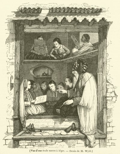Kilátás egy algíri mór iskolára (metszet) alkotó: French School