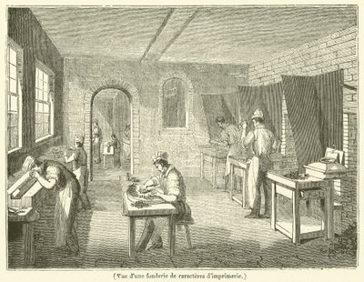 Nyomtatási típusú öntöde képe (metszet) alkotó: French School