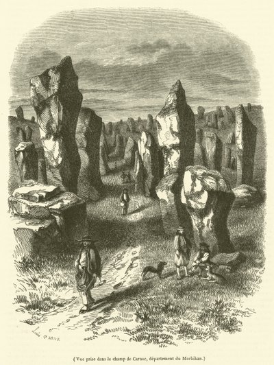Nézet Carnac területén, Morbihan megyében (metszet) alkotó: French School