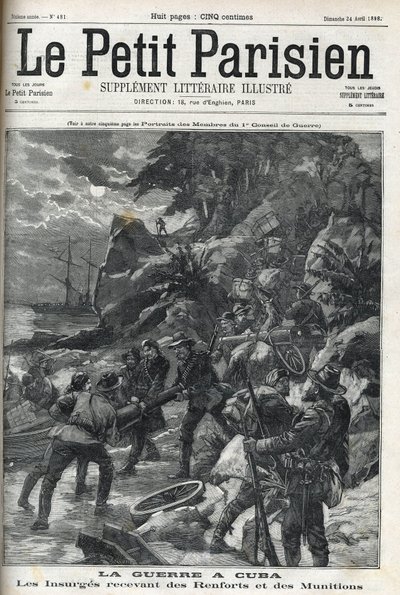 (Függetlenségi háború) Kubában: A felkelők erősítést és lőszert kapnak. A kubaiak 1895-ben felkeltek a spanyol uralom ellen, és a háború 1896-ban az amerikaiak segítségével véget ért. „A kis párizsi”, 1898.04.24. alkotó: French School