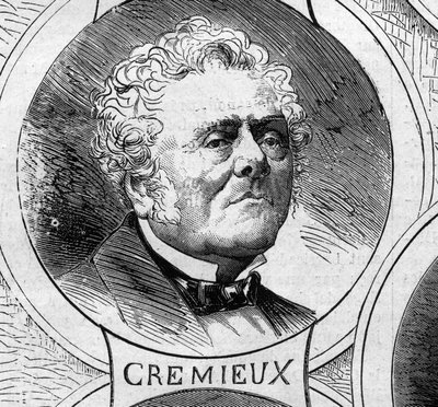 1870-es háború – Nemzetvédelmi Kormány: Adolphe Cremieux (1796-1880), az 1870-es ideiglenes kormány tagjának portréja. Metszet a „” Le Monde Illustré” 706. számában, október 22. alkotó: French School
