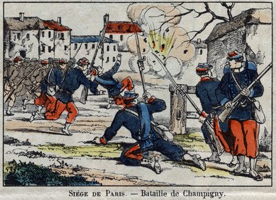 1870-es háború Franciaország és Poroszország között: a champigny-i csata vagy a villiers-i csata 1870. december 30-tól 1870. december 2-ig. alkotó: French School