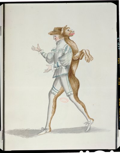 Vérfarkas jelmez Jean-Baptiste Lully (1632-87) Ballet de la Nuithoz, XIV. Lajos táncolta, 1653. február 23. (papíron wc) alkotó: French School