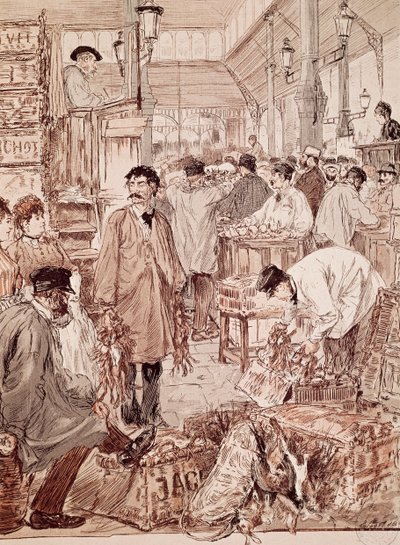 Vadárverés Les Hallesben, illusztráció, Párizs, Franciaország alkotó: French School