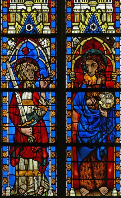 Keresztelő Szent Jánost és Szent Pált ábrázoló Narthex S ablak alkotó: French School