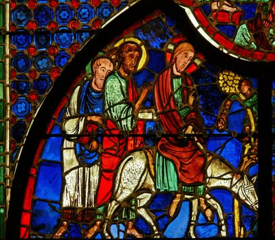 Fenster mit Darstellung von Christi Einzug in Jerusalem von French School