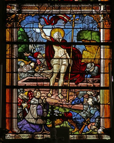 Feltámadást ábrázoló ablak (festett üveg) alkotó: French School