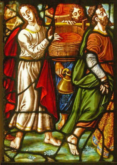 Ablak a Charnierben (w.11), amely egy részletet ábrázol a Mystic Wine Pressből alkotó: French School