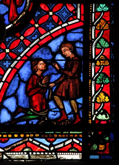 W05 ablak, amely Hermogenészt és Philetust ábrázolja alkotó: French School