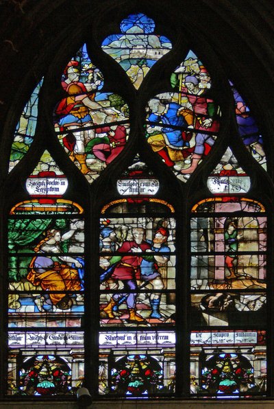 Ablak w107, amely József életének jeleneteit ábrázolja alkotó: French School