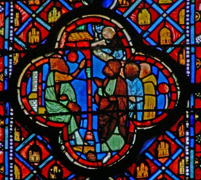 Window w10 Ezékiel a templomkapunál beszél a tömeghez Ez XI 1-6 alkotó: French School