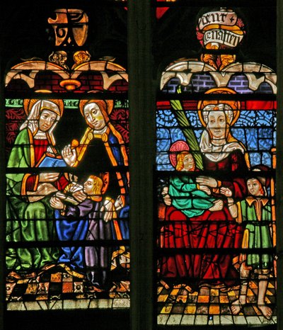 A w132-es ablak Mary Salome-t ábrázolja? Szent Anna, Mária és Krisztus alkotó: French School