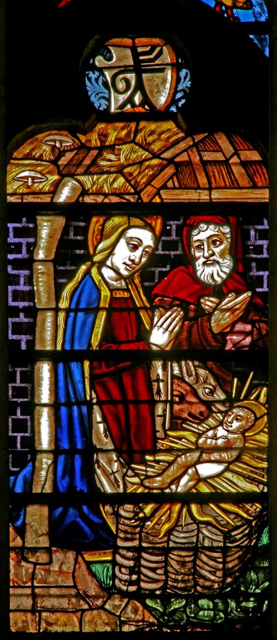 Ablak w132, amely a Születést ábrázolja alkotó: French School