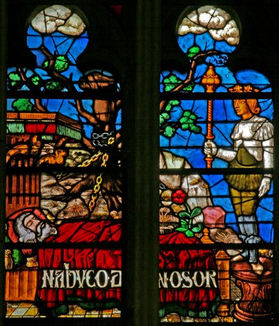 Ablak w136 jeleneteket ábrázol Daniel történetéből alkotó: French School
