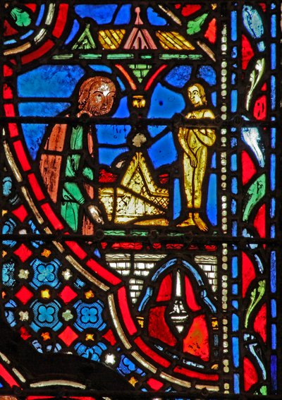 Window w14 a frigyláda a Dagon templomban (és bálvány) I Sam V 2 alkotó: French School