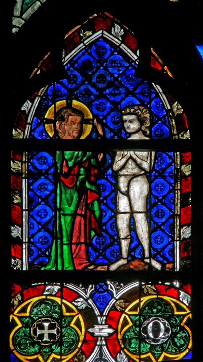 A w17 ablak Ádám teremtését ábrázolja alkotó: French School
