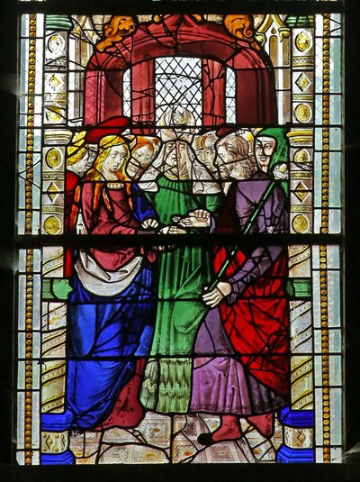 Szűz Mária házasságát ábrázoló w1 ablak alkotó: French School