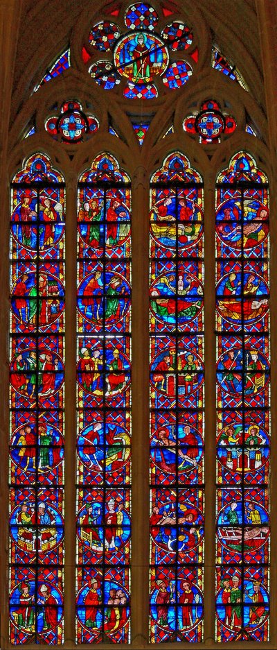 A w211-es ablak a St Denis és a St Vincent ablakot ábrázolja alkotó: French School