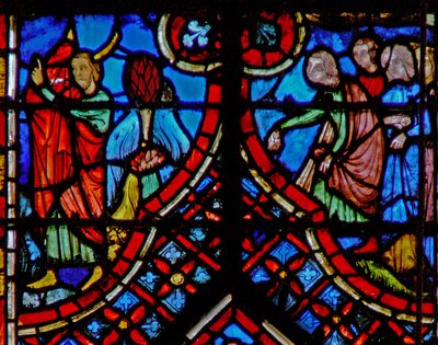 Ablak w2 Mózes elrejti az arcát; és az emberek felajánlják a köpenyüket. Ex XXXIV 33-35 alkotó: French School