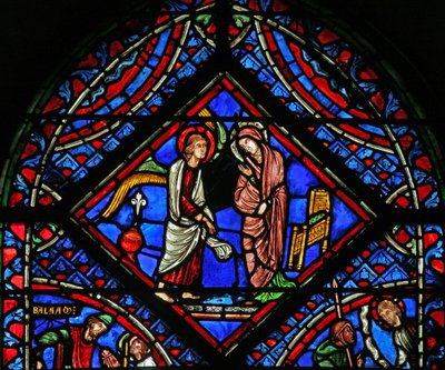 Az Angyali üdvözletet ábrázoló w2 ablak alkotó: French School