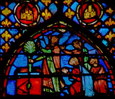 Ablak w3 Mózes a virágzó pálcát az oltárra helyezi Numb XVII 10-11 alkotó: French School
