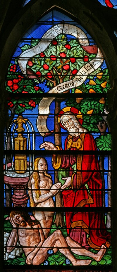 A w40 ablak Éva teremtését ábrázolja alkotó: French School