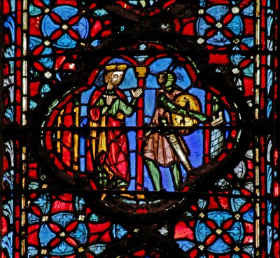 Ablak w4 Joshua találkozik a gibeoniták Josh IX 6-8 alkotó: French School