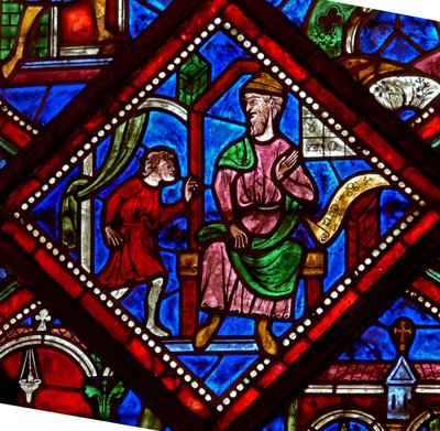 A w6 ablak a zsidó fiú csodáját ábrázolja – elmondja apjának, hogy úrvacsorát vett alkotó: French School