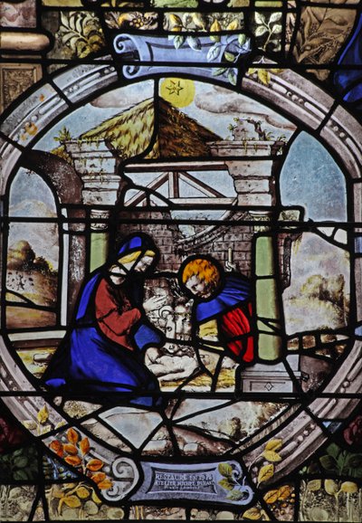 A Születést ábrázoló w6 ablak alkotó: French School