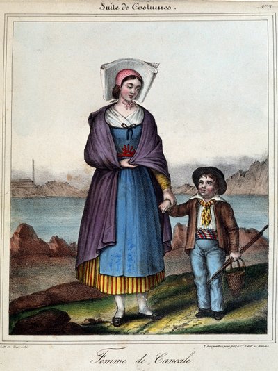 Cancale-i nő és gyermeke, 1845 körül alkotó: French School